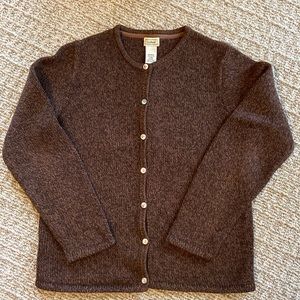 LL Bean heather brown cardigan sweater